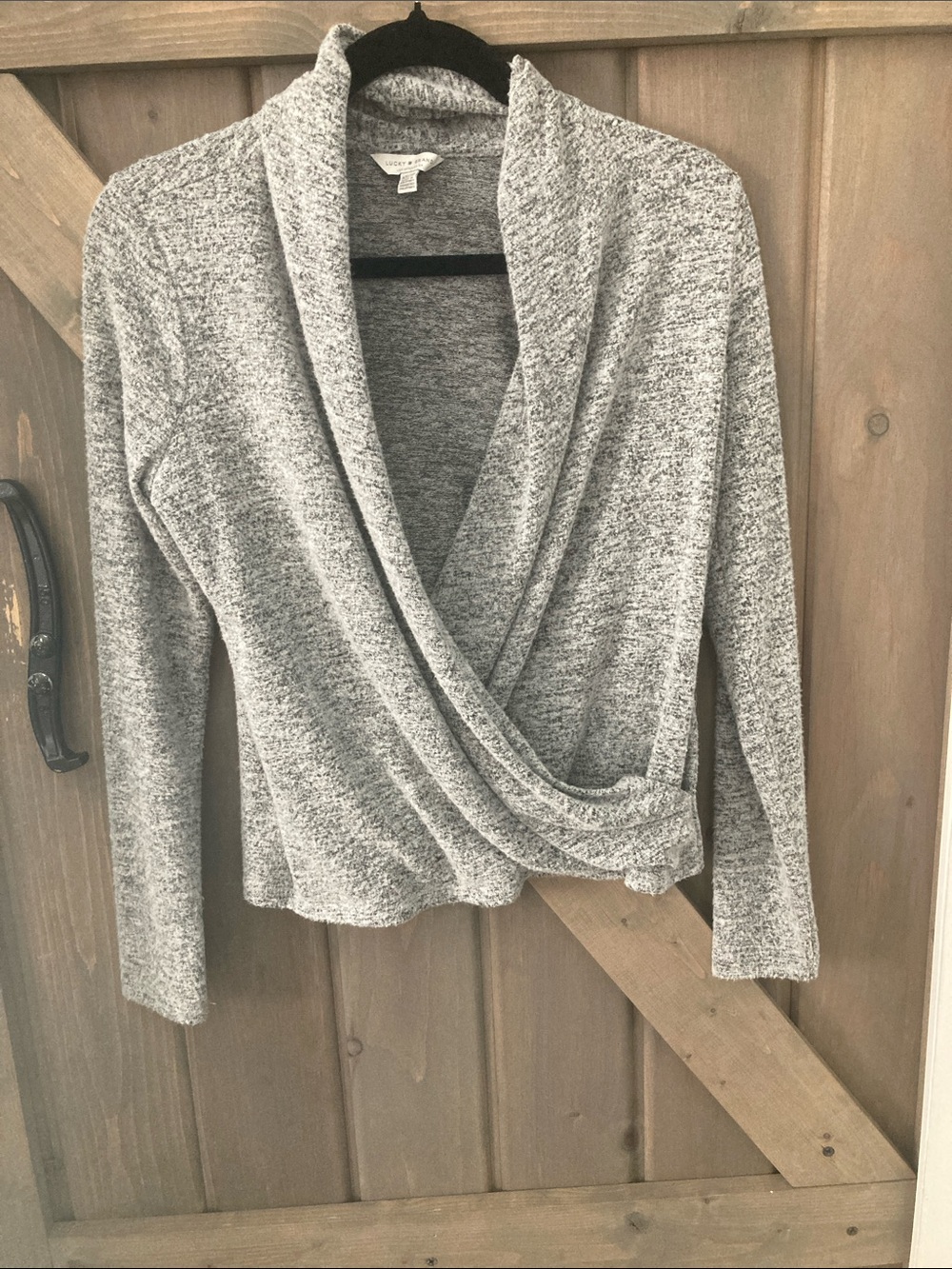 Lucky Brand Heather Gray Draped Wrap Cardigan